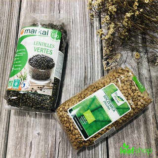Đậu lăng xanh hữu cơ Markal 500g, dùng nấu sữa , cháo soup, hàng hữu cơ nhập khẩu Pháp