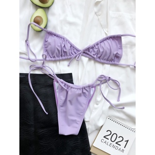 Bộ Đồ Bơi Bikini Hai Mảnh Màu Sắc Kẹo Ngọt Có Thể Gập Lại Dành Cho Nữ