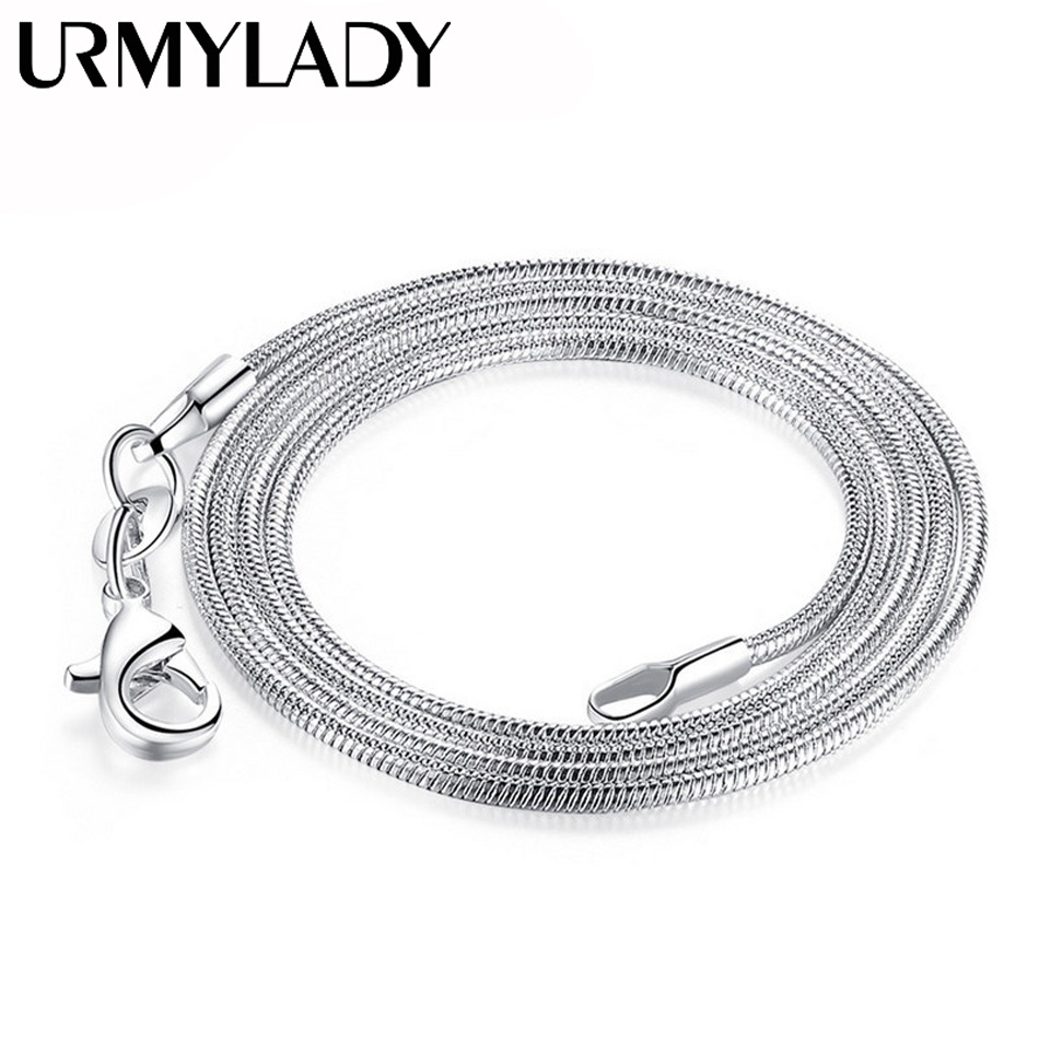URMYLADY Bạc 925 5 Cái / lô 16 / 18 / 20 / 22 / 24 / 26 / 28 / 30 Inch 1MM Dây Xích Rắn Vòng Cổ Nữ Trang Sức Thời Trang