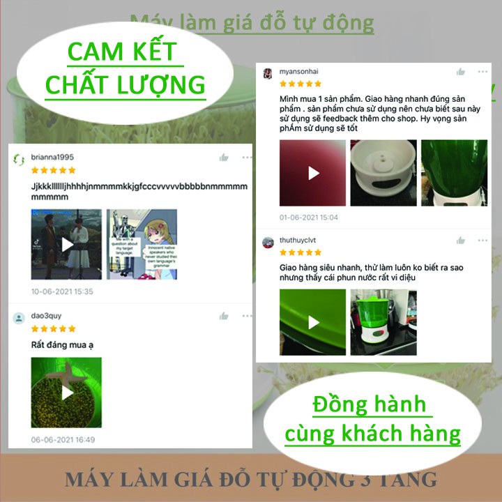 Máy làm giá đỗ tại nhà 3 tầng tự động dvn_shophouse - Thuận tiện Trồng giá đỗ rau mầm  - 3 Chế độ Xuân - Thu - Hè