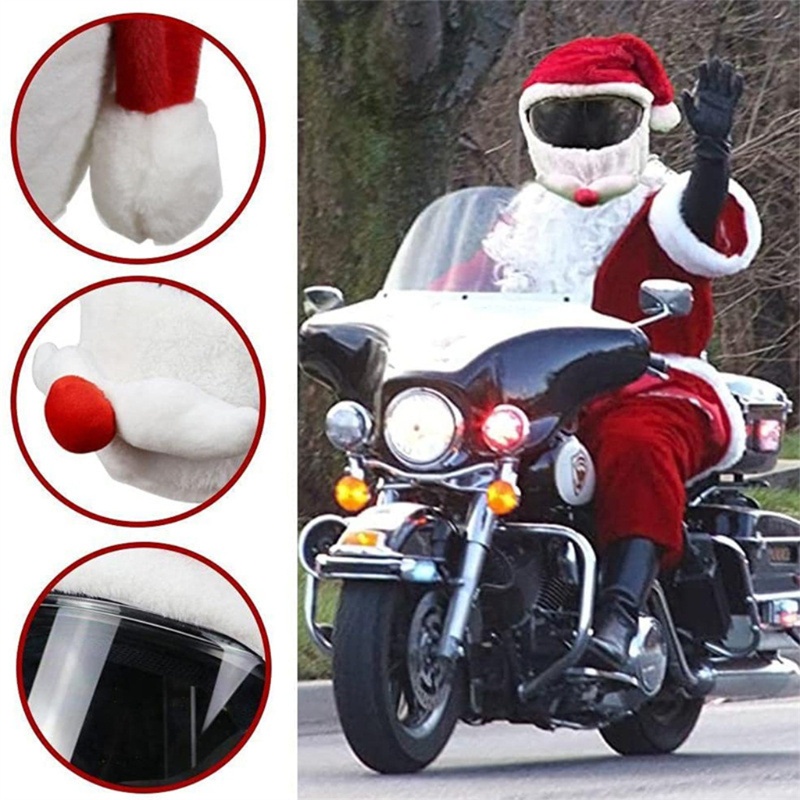 JoJo Giáng Sinh Ông Già Noel Có Mũ Polyester Cho Xe Máy Ngộ nghĩnh Ngoài Trời Full Mũ Bảo Hiểm