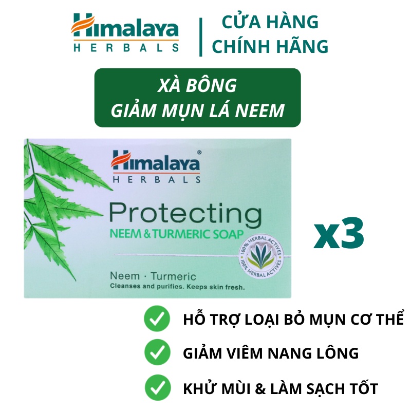 Ảnh Combo 3 xà phòng làm sạch mụn lưng Himalaya Neem&Tumeric Soap 75g/sản phẩm 1