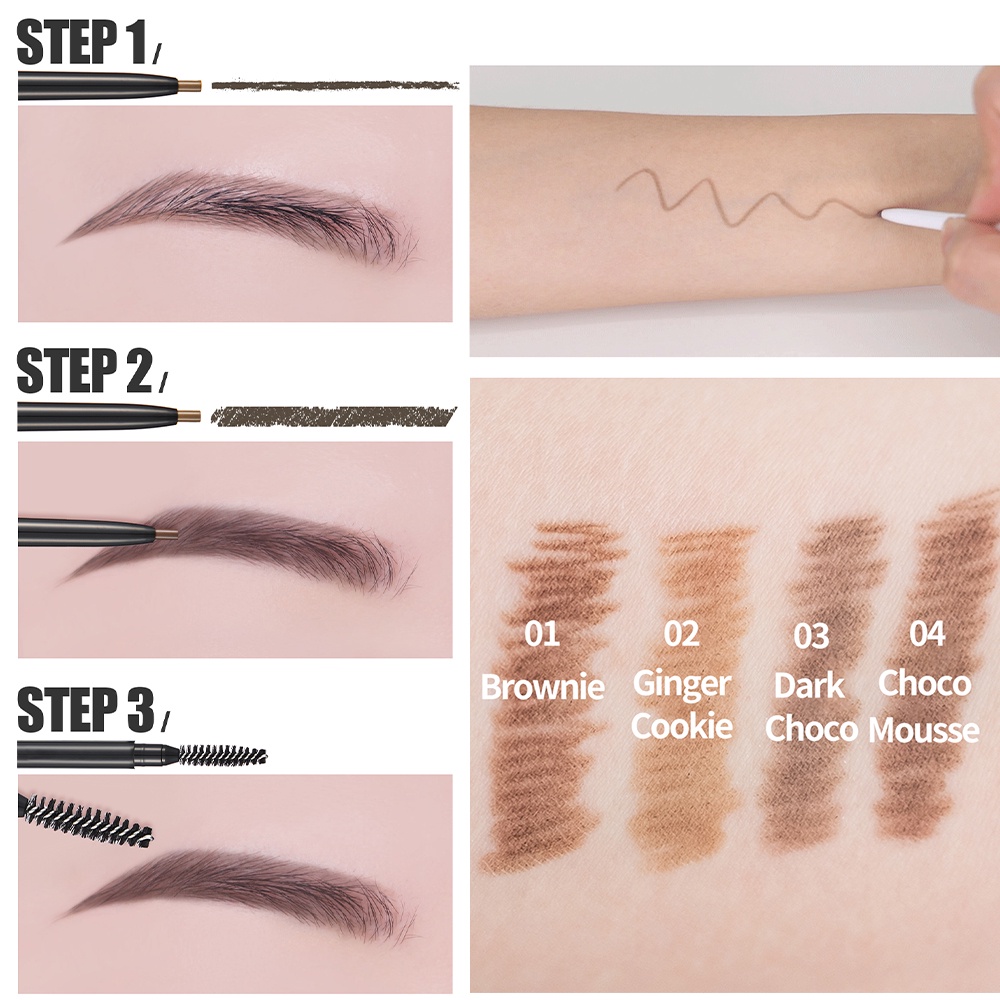Bút kẻ lông mày COSNORI Slim Eyebrow Pencil đầu mảnh trong suốt sắc sảo 0.13g