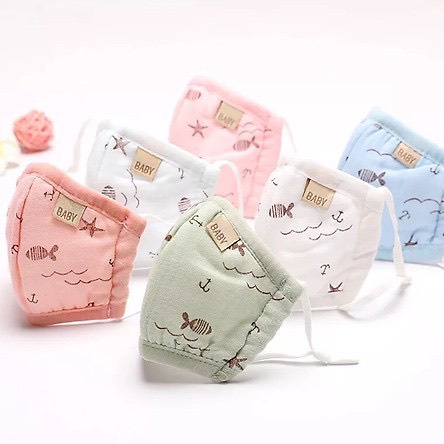 Khẩu trang sợi tre cho bé 3D xuất Hàn với 4 lớp chống bụi Có nút chỉnh quai đeo