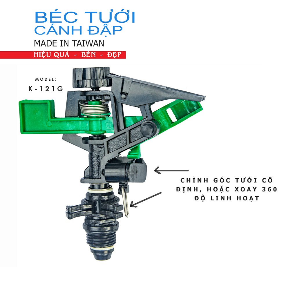 [100 cái] Béc tưới cánh đập TAIWAN B-121-X ren 21mm, béc tưới chỉnh góc