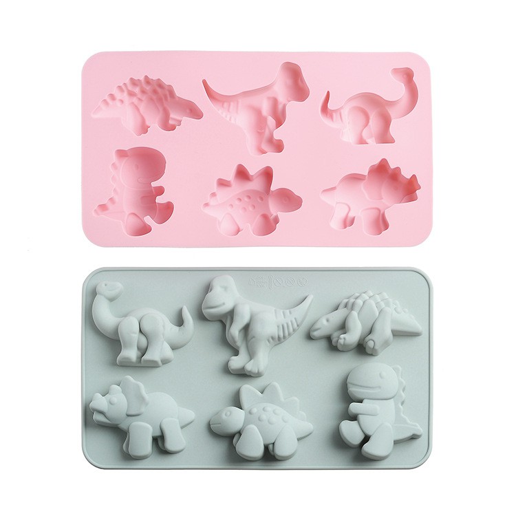 6 Khoang Khủng Long Khuôn Silicon Bánh Sô Cô La Kẹo Fondant Nến Xà Phòng Khuôn Thạch Đất Sét Trang Trí Đám Cưới DIY Dụng Cụ Nướng Bánh