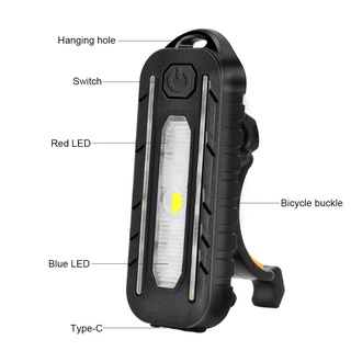 Đèn móc khóa mini siêu sáng, pin LED, dùng cho xe đạp, cảnh báo đỏ/xanh dương