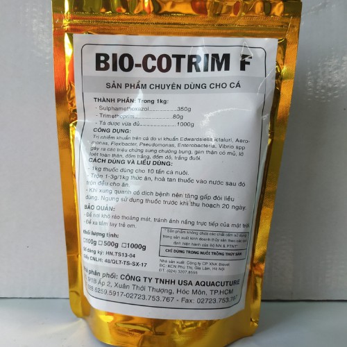 Chế Phẩm Sinh Học - BIO COTRIM F - Trị Nhiễm Khuẩn Do Vi Khuẩn Vibrio, Gan Thận Mũ, Đốm Trắng, Đốm Đỏ ...Gói 1kg