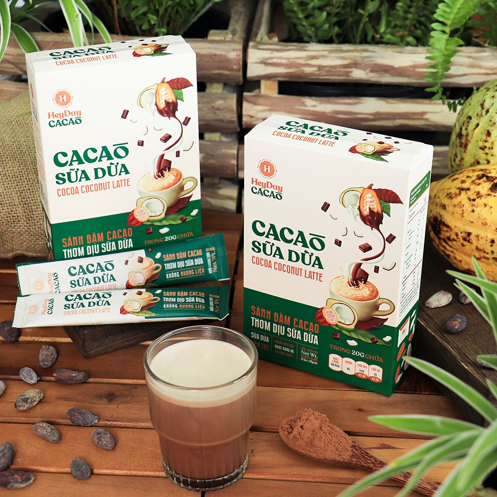 Ảnh Bột Cacao Sữa Gói Tiện Lợi 20g - Vị truyền thống, Vị sữa dừa - Đậm vị từ cacao nguyên chất - Heyday 4