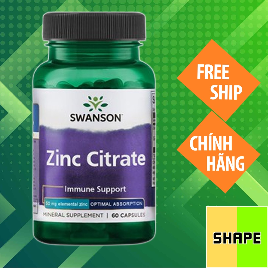 Swanson Zinc Citrate 50mg Immune Support [60 Viên] Tăng Sức Đề Kháng