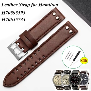 Dây Đeo Da Thật Phong Cách Retro Cho Đồng Hồ Hamilton H70595593 H70655733 Dây Đeo Đồng Hồ 20mm 22mm Chất Lượng