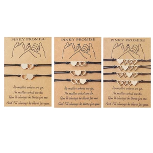 BTF 2 3 4x Pinky Promise Trái Tim Vòng Tay Cho Cặp Đôi Nữ Cô Gái Thanh Thiếu Niên Có Thẻ Có Thể Điều Chỉnh Phù Hợp Với Tình Bạn Brac