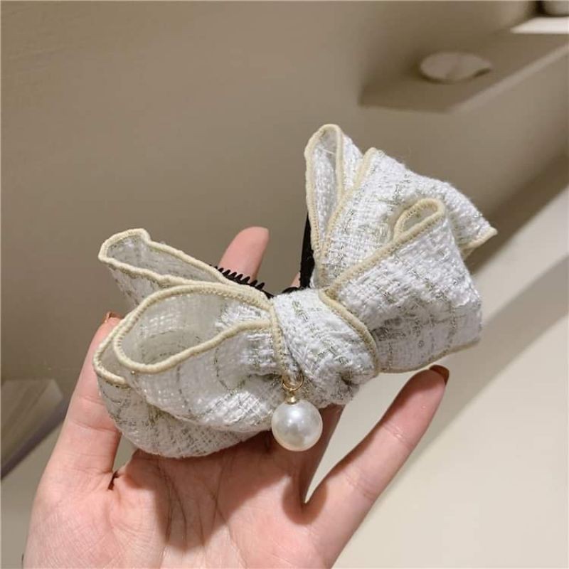 Cặp tóc tiểu thư vải dạ phong cách Hàn Quốc, phụ kiện cài tóc thời trang, phụ kiện cưới Khánh Huyền