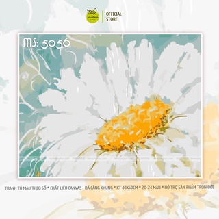 Tranh tô màu số hóa Madoca có khung 40x50cm hoa cúc trắng góc gần T5056