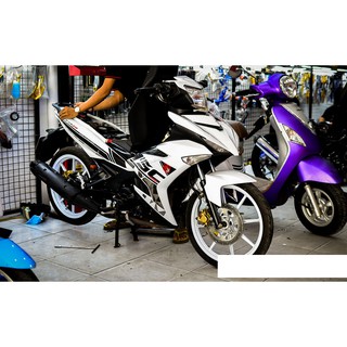 Tem trùm exciter 150 trắng đen mẫu mới, độ team trùm decal xe máy ex dán đời 2015-2020