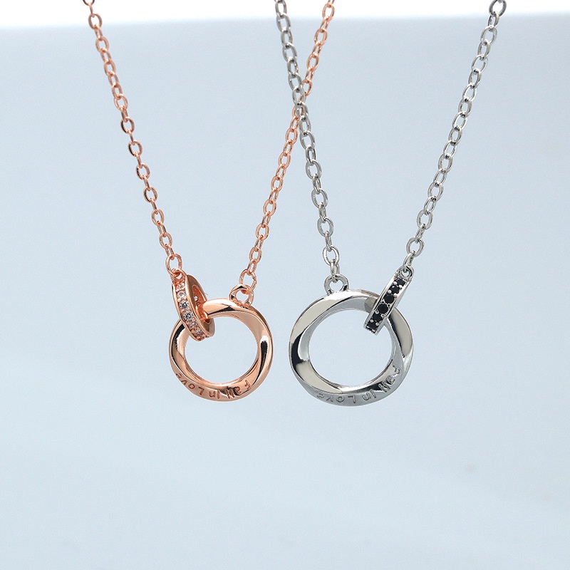 Vòng cổ cặp đôi kim cương lồng vào nhau Hợp thời trang Vòng cổ Mobius Nam Nữ