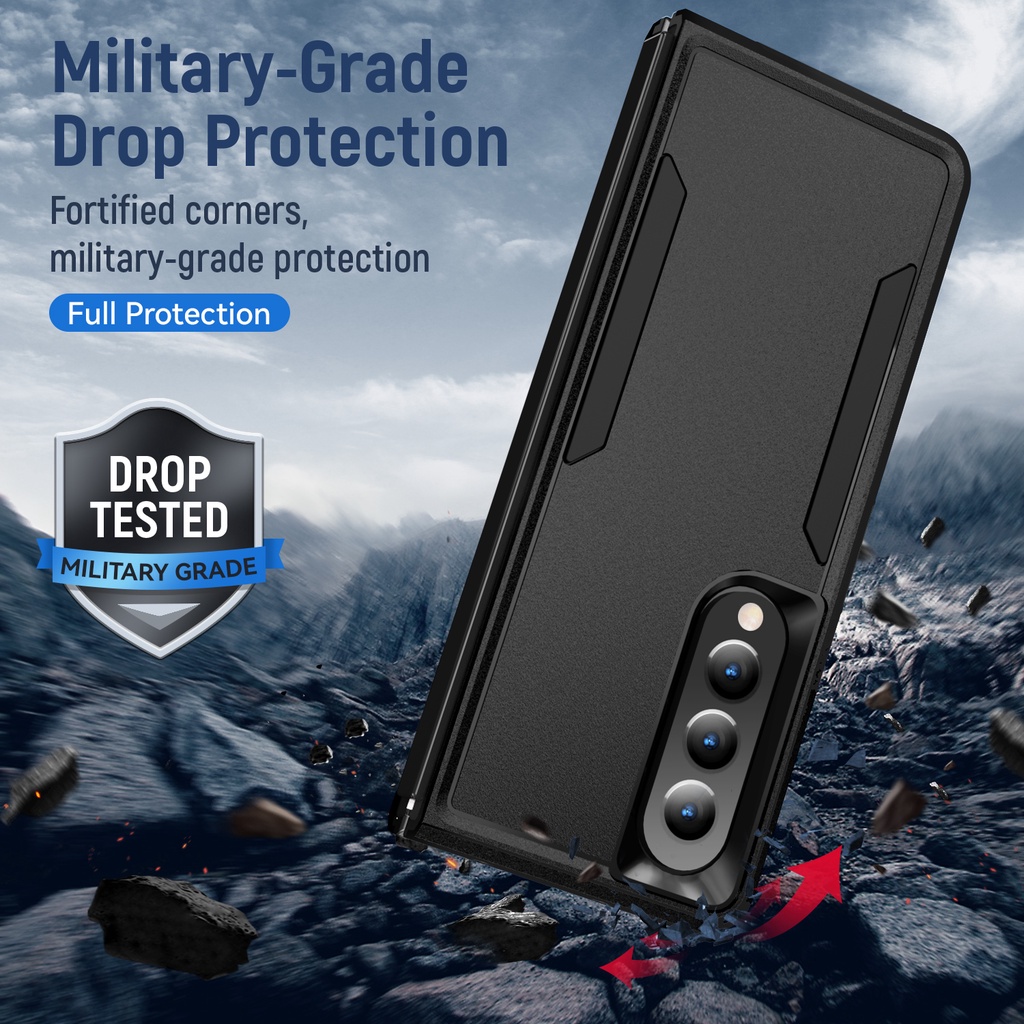 Ốp Giáp Chống Sốc Cho Samsung Galaxy Z Fold 4 Hybrid Rugged PC + TPU Silicon Chống Sốc Bao Z Fold 3 5G Vỏ Điện Thoại
