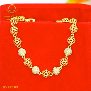 Vòng Tay, Lắc Tay Nữ Mặt Đính Đá Xi Mạ Vàng Non Cao Cấp - Trang Sức Hava Hong Kong - HVLT103