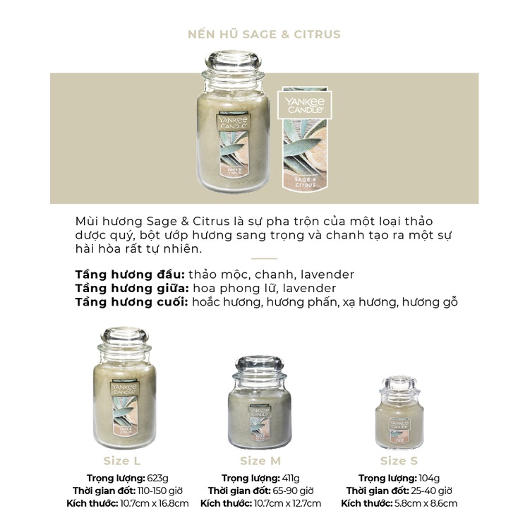 Ảnh Nến hũ Yankee Candle size L - Sage & Citrus (623g) 1