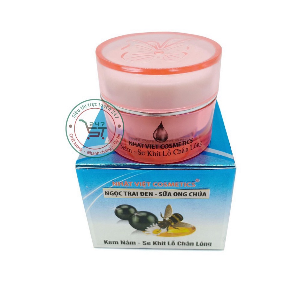 Kem Nám Tàn nhang giảm Nhờn Se khít lỗ chân lông Ngọc Trai Đen sữa ong chúa Nhật Việt V4 8g (Xanh dương-Xám)