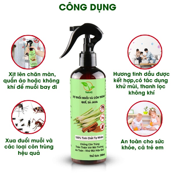 Ảnh Bộ đôi khử mùi đuổi muỗi hiệu quả. Tinh dầu Sả Java 100ml + Xịt tinh dầu đuổi muỗi sả quế 300ml TAMAS 4
