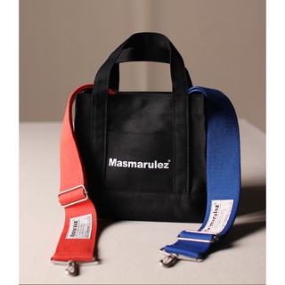 Túi tote cotton mini Masmarulez Hàn Quốc / Đen / Hồng / Xanh Lá / Xám Dây Đeo Bản Rộng Có Thể Tháo Rời (15 Màu) - Ngà, Đen, Xanh Lá, Xám, Xanh Lá, Tùy Chỉnh