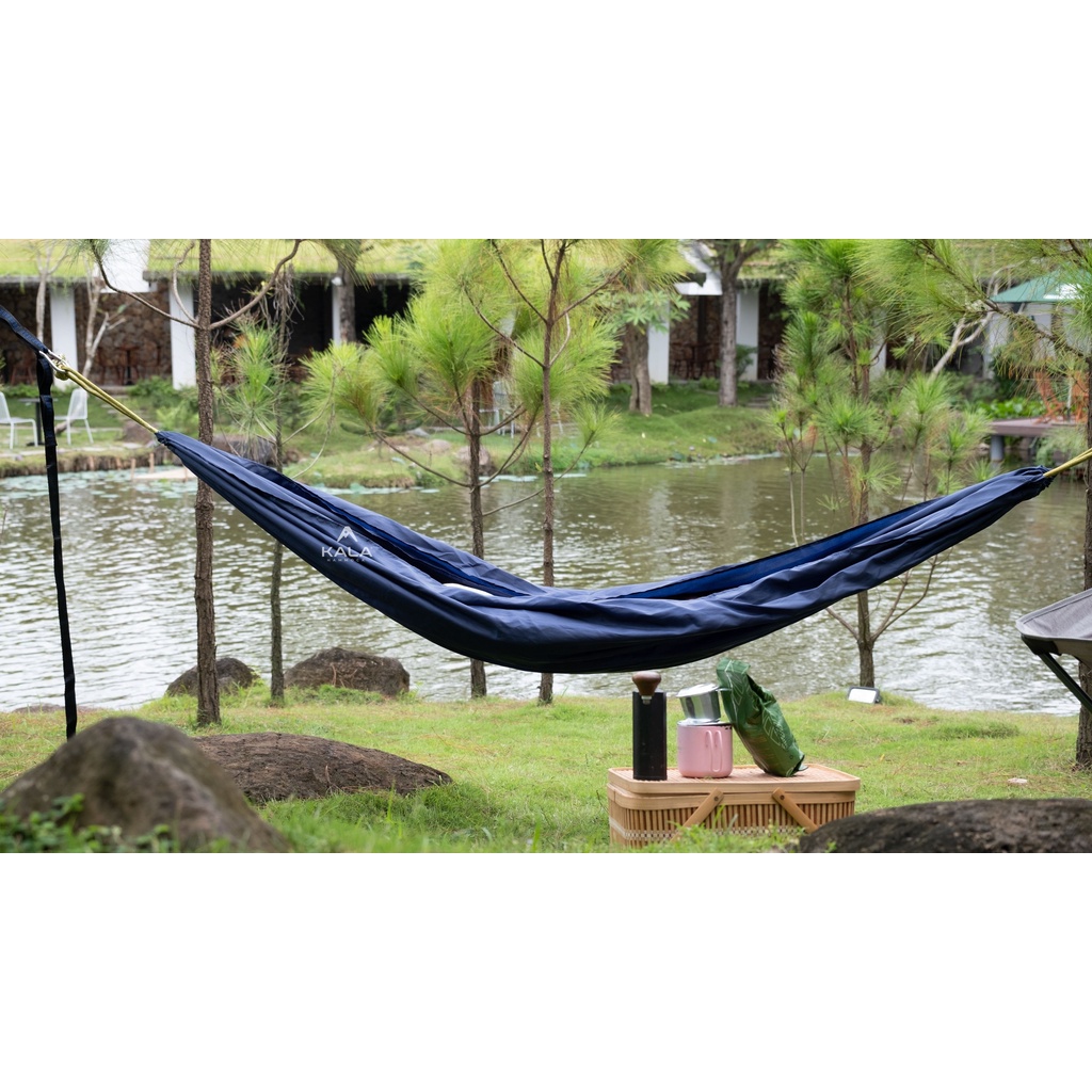 Võng dù vải polyester trơn 2 LỚP tặng 5m dây