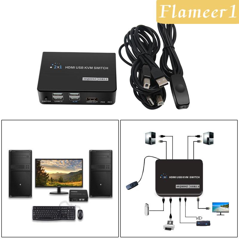 [Flameer1] Công tắc 4K KVM 2 cổng để chia sẻ 2 PC 1 Bộ bàn phím chuột Máy in | BigBuy360 - bigbuy360.vn