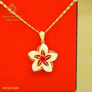 Dây Chuyền, Vòng Cổ Nữ Mặt Đính Đá, Titan Xi Mạ Vàng Non 24k Cao Cấp - Trang Sức Hava Hong Kong