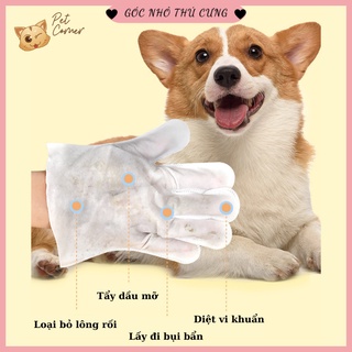 Găng tay tắm khô, khử mùi hôi và vệ sinh sạch sẽ cho chó mèo, dùng 1 lần tiện lợi cho thú cưng