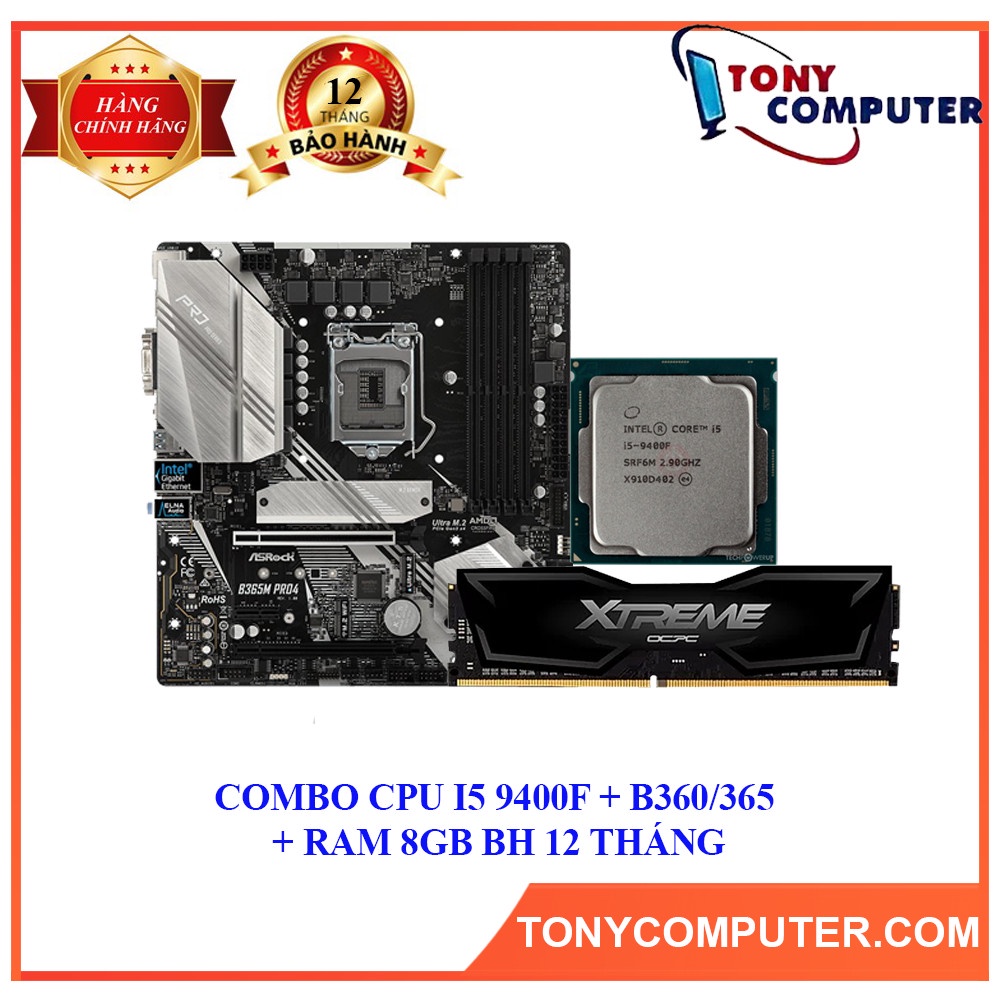 COMBO CPU I5 9400F + B360/365 + RAM 8GB BH 12 THÁNG | Shopee