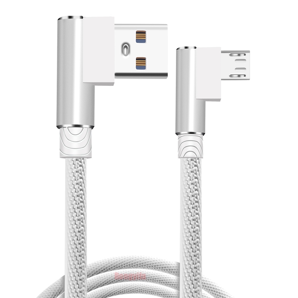 Cáp truyền dữ liệu/sạc nhanh micro USB dây nylon bện vuông góc dài 1/2/3m cho Samsung Galaxy S7 Xiaomi LG