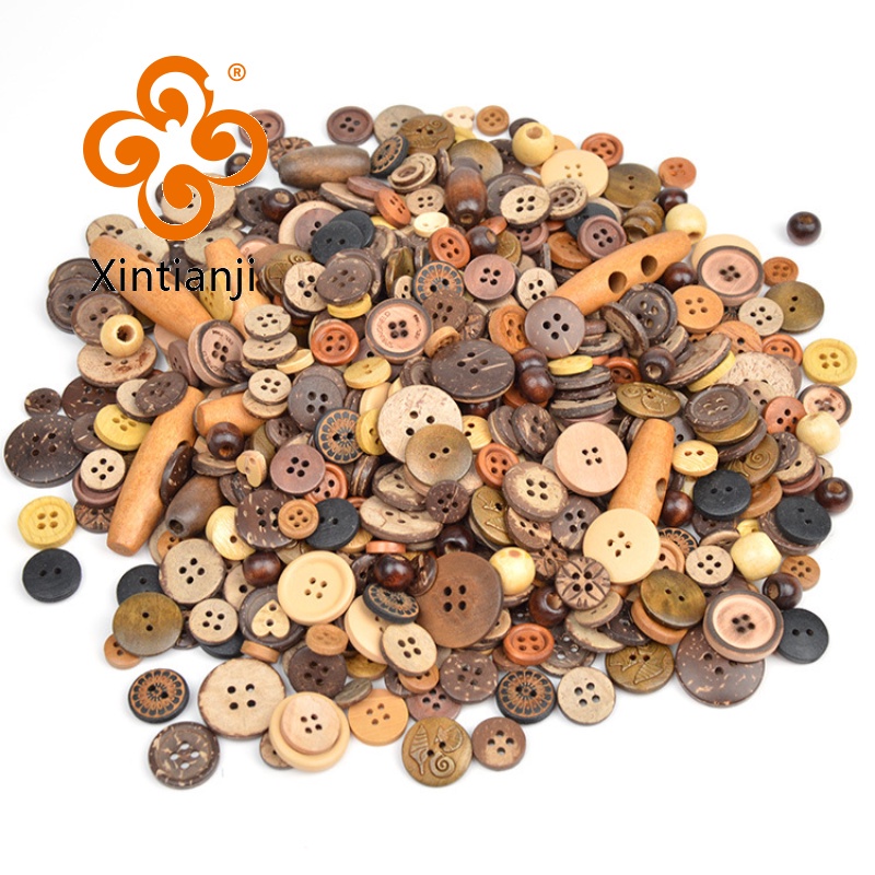 Gỗ Vỏ Dừa Khóa Gỗ Tự Nhiên Khắc Vỏ Dừa Nút Bảo Vệ Môi Trường Hỗn Hợp Quốc Gia Phong Cách Retro 100 Chiếc