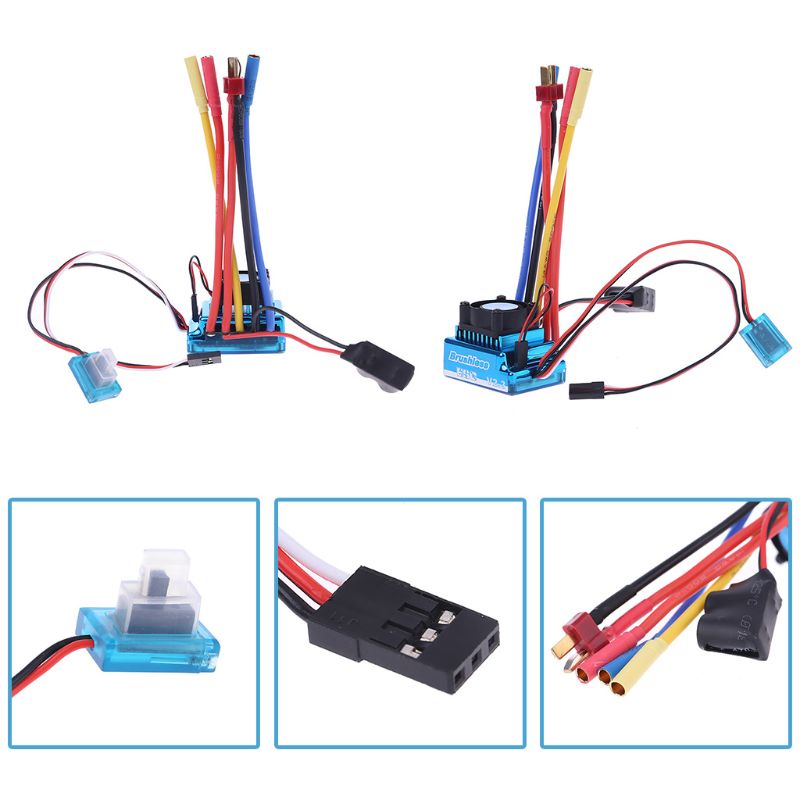 Fol Bộ điều khiển tốc độ điện tử không chổi than RC Chống bụi ESC 45A 60A 80A 120A cho 1 8 1 10 1 12 RC Xe bánh xích hoàn toàn mới Acces