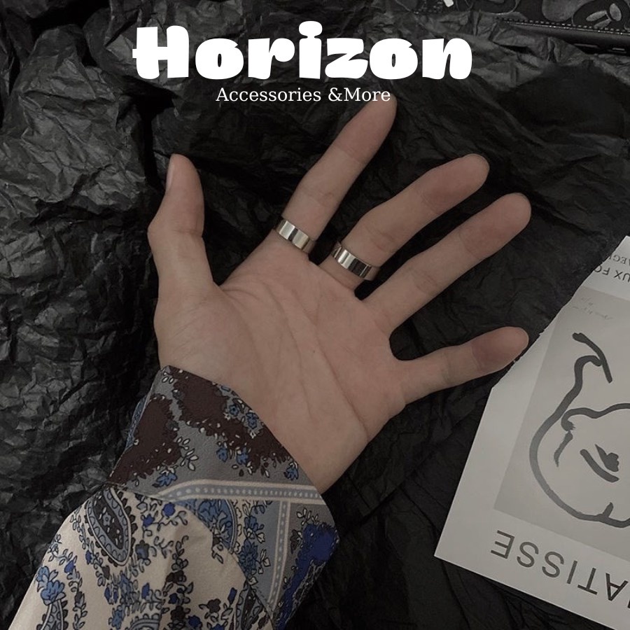 Nhẫn Tròn Unisex Thời Trang Nam Nữ Titan - Nhẫn Trơn Plain Ring Màu Bạc Không Gỉ - Plain Ring - Horizon