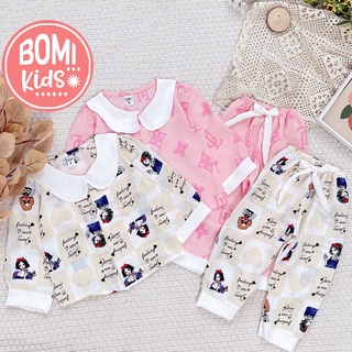 [ 6KG - 18KG ] Đồ Bộ Bé Gái Mặc Nhà Pijama Lụa Cao Cấp Tay Dài Cho Bé - Chất Vải Lụa mềm Mịn Thoáng Mát_BM12