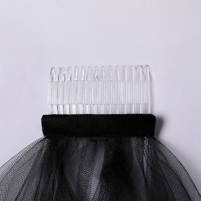 Double Mesh Tulle Ribbon Edge Women Short Wedding Veil with Comb Bride Headpiece