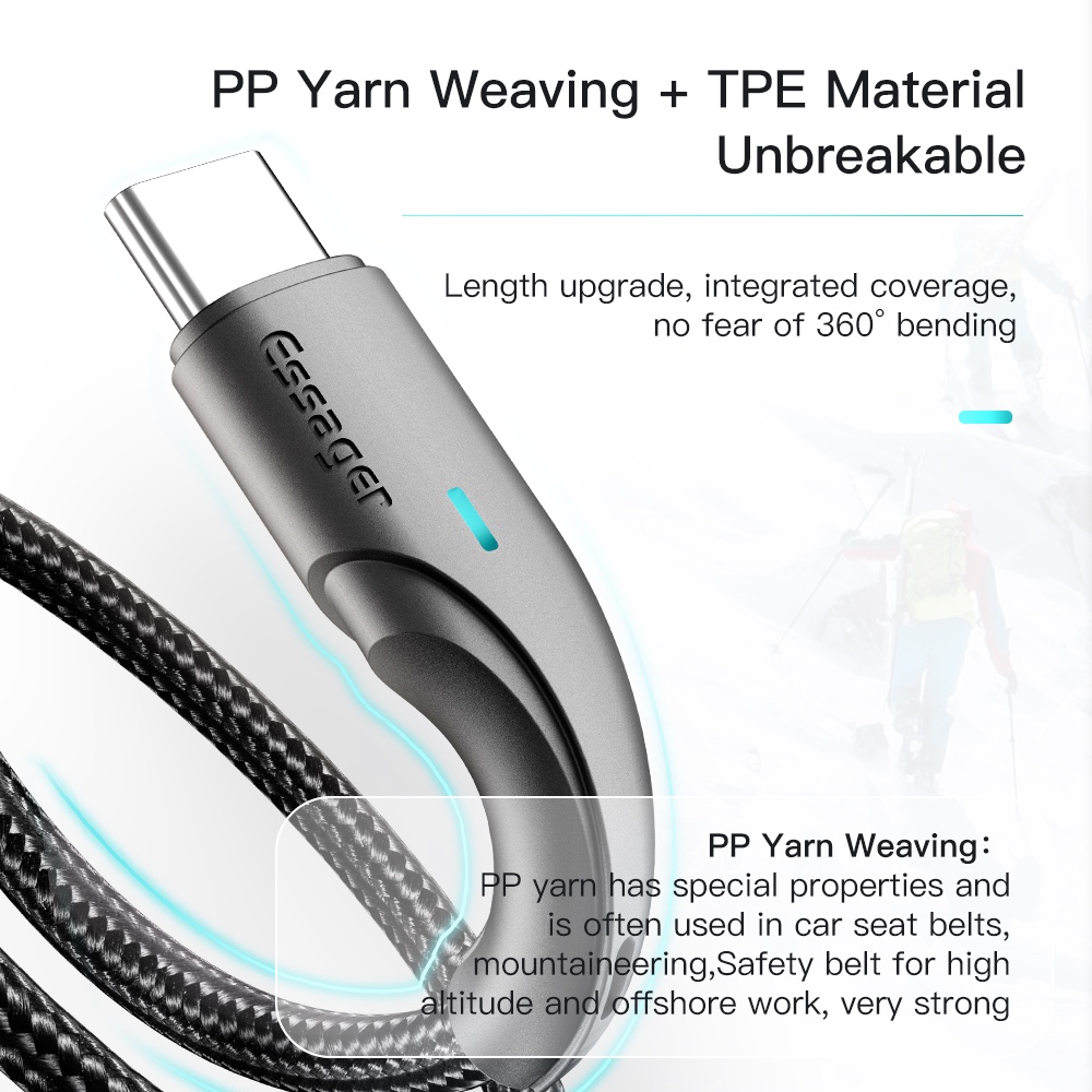 Ảnh Cáp sạc nhanh Essager 3A Type C/Micro/iP Usb 0.25m/1m/2m/3M cho điện thoại Android 1