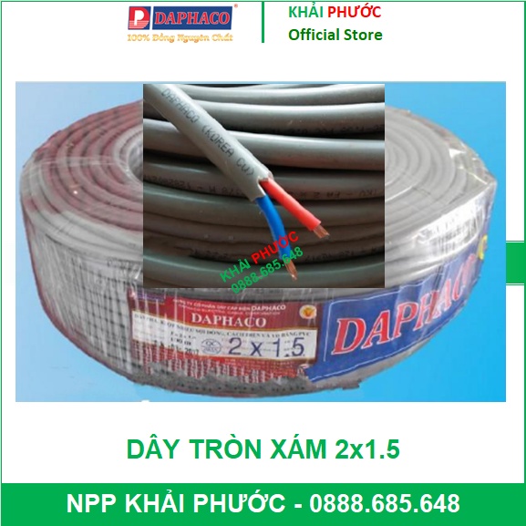DAPHACO DAPHA DAFA DÂY ĐIỆN MỀM ĐÔI TRÒN 2 RUỘT CÓ VỎ BỌC XÁM FA 2x1.5 ...