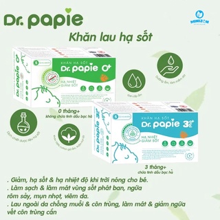 Khăn Lau Hạ Sốt Dr Papie Cho Bé, Hạ Nhiệt Giảm Sốt Hộp 25 Tờ | Minizon Kids