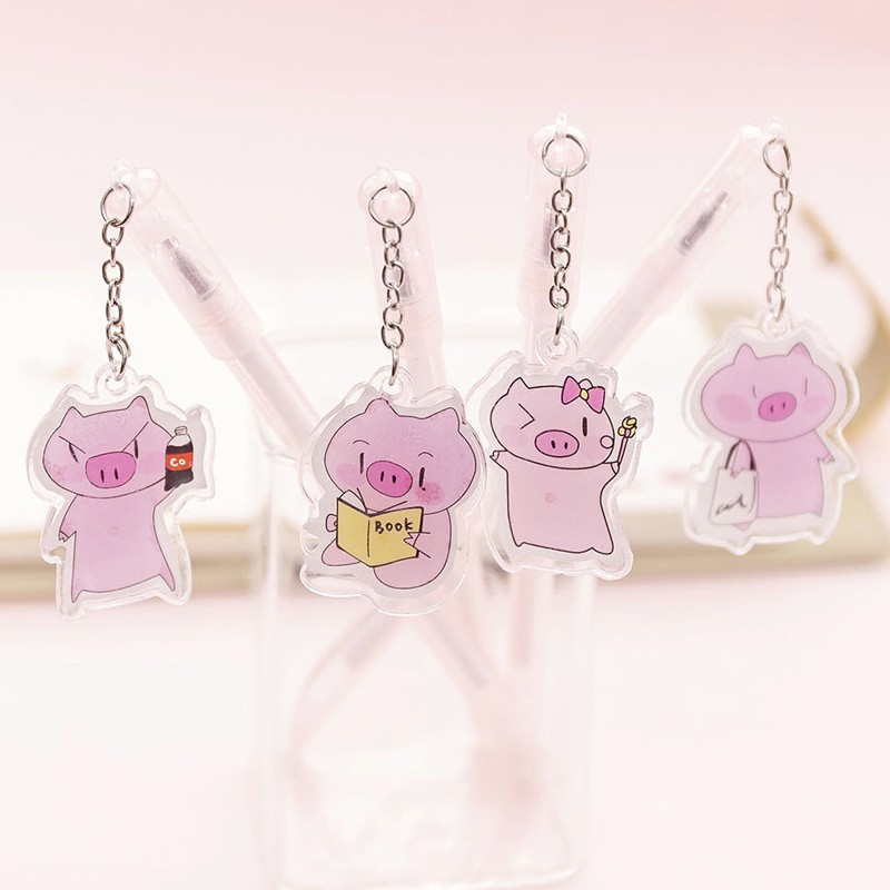 3 Bút Nước Mực Đen Tag Hình Heo Xinh