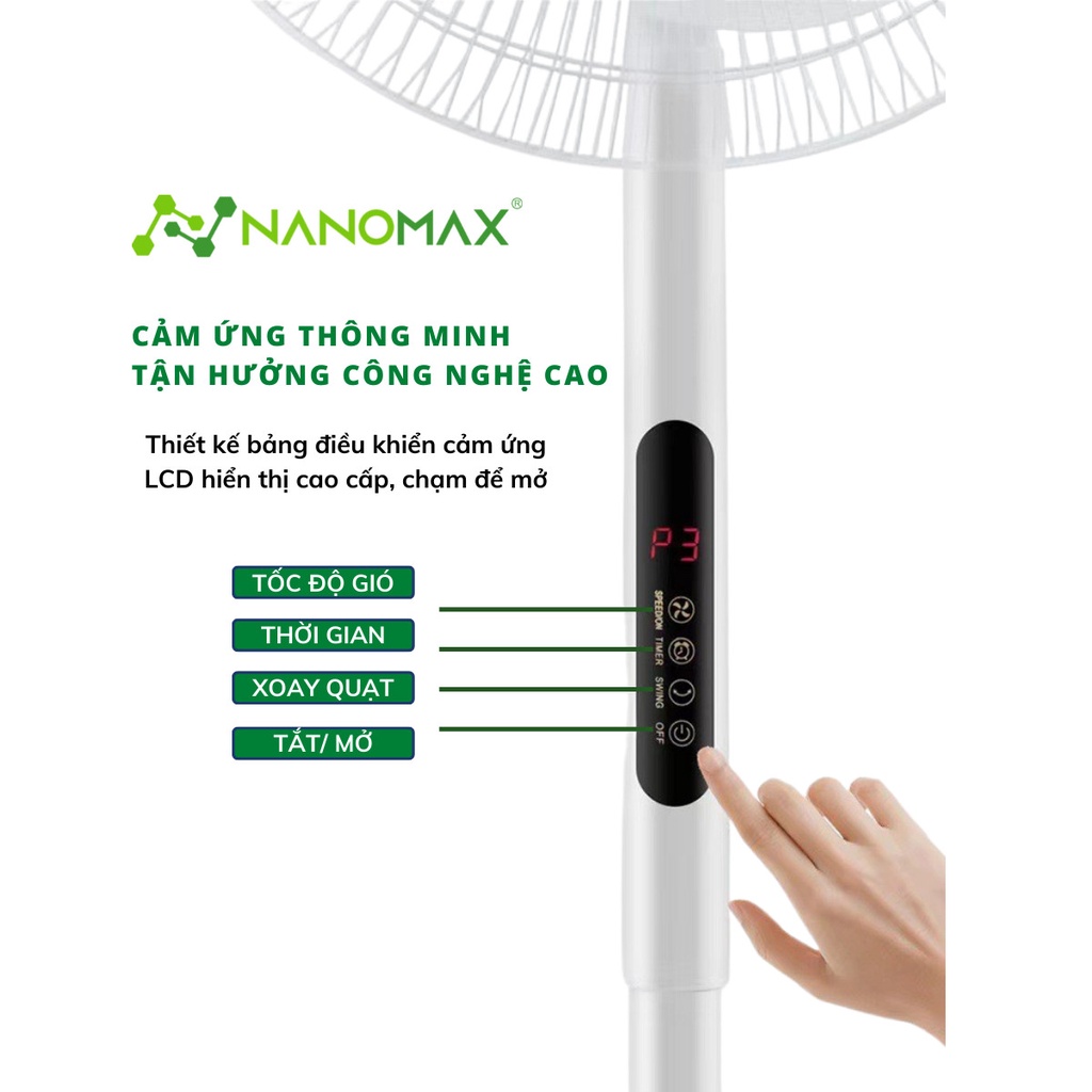 Ảnh Quạt Cây Đứng Cảm Ứng Thông Minh Nanomax QN-01, Công Suất 45W Tặng Kèm Điều Khiển Từ Xa 2