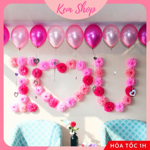Hoa giấy trang trí đủ màu sắc, quả cầu hoa giấy trang trí sinh nhật, đám cưới, lễ hội lễ tết - K297