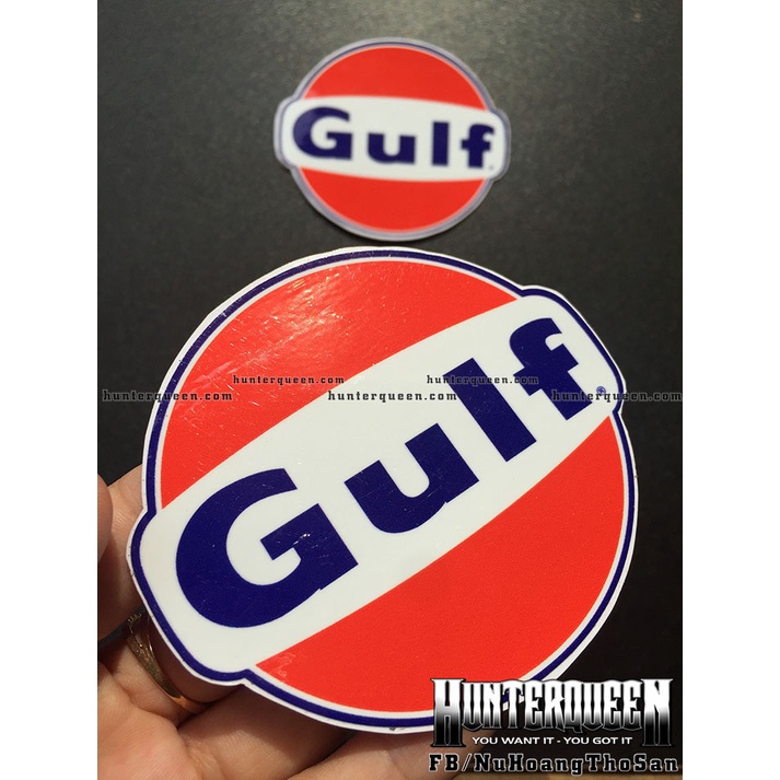 Logo Gulf [8.8x7.8cm]. Decal hình dán sticker xe gắn máy. Chống nước, không bay màu