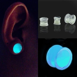Unisex Glow in the Dark Double loe Saddle Máy đo tai cắm xuyên cơ thể