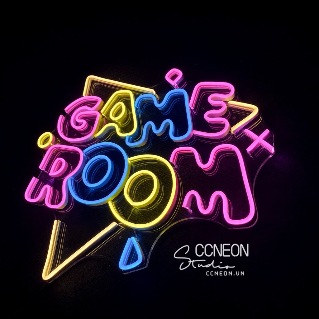Đèn Trang Trí Phòng Led Neon Chữ GAME ROOM nhiều màu [Kích thước 50x45 cm]