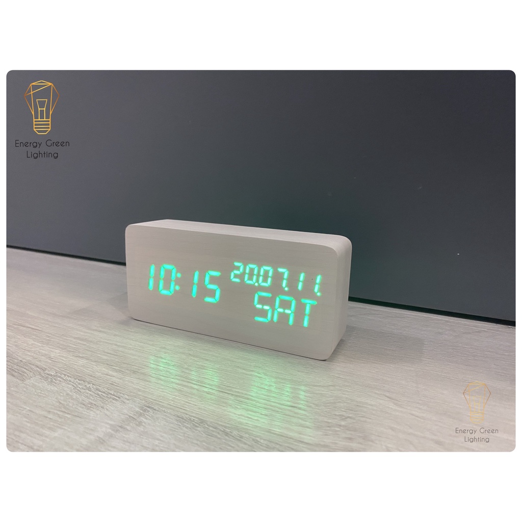 Ảnh Đồng Hồ Gỗ Led Energy Green Lighting Hình Chữ Nhật DH-92 Hiển Thị Ngày Tháng Nhiệt Độ Cùng Lúc - Tặng pin - BH 1 Năm 4