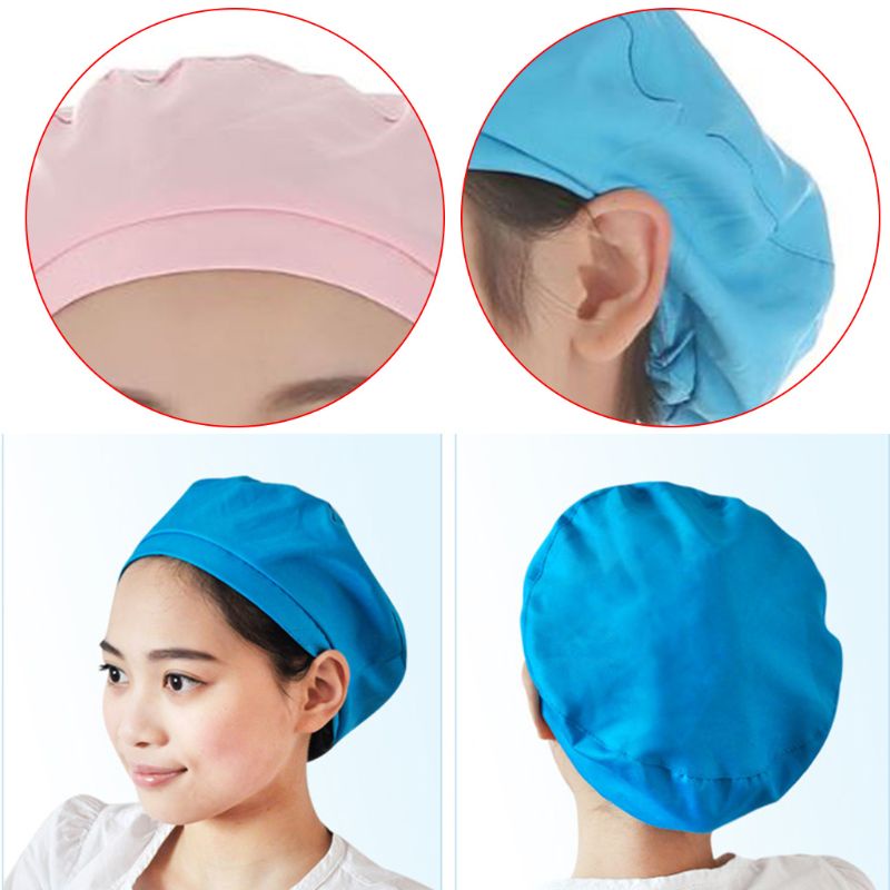 Unisex Dustproof Breathable Kitchen Chef Hat Elastic Factory Work Cap Hair Cover