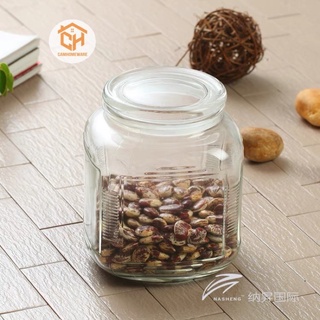 Lọ Đựng Gia Vị Thuỷ Tinh Vuông Có Gioang Kín Chống Ẩm Cam Homeware