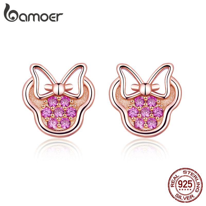 Bamoer Bông Tai bạc 925 Đính Đá zircon Lấp Lánh